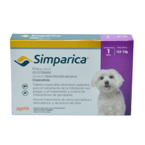 Simparica Antiparasitario Perros (De 2.5 a 5 Kg) 1 Tableta de 10 mg