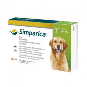 Simparica Antiparasitario Perros (De 20 a 40 Kg) 1 Tableta de 80 mg